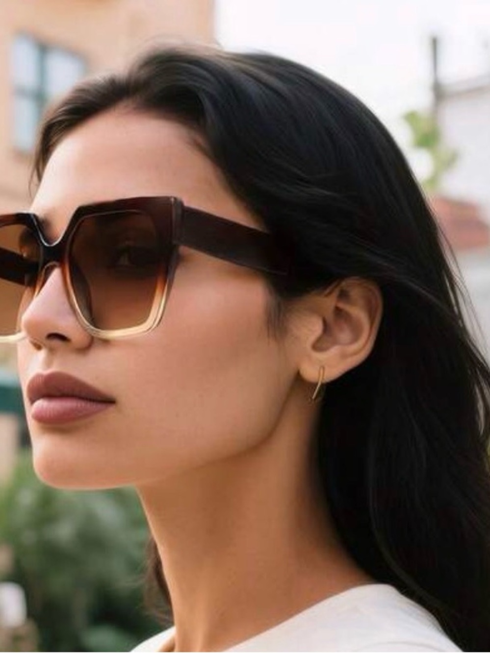 Brown Oversized Square Sunglasses - Classic Women Accessories